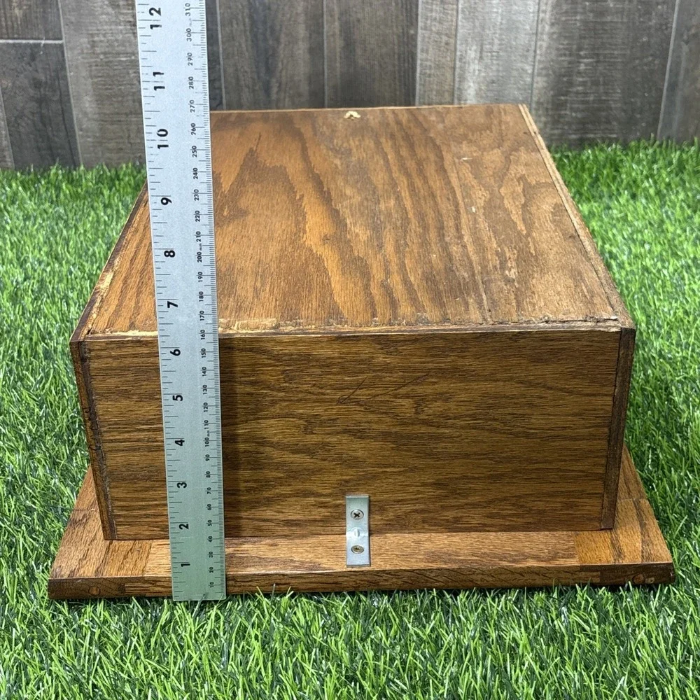 Vintage Oak Wood Shadow Box Display Shelf Wall Cabinet Curio Rustic Deco